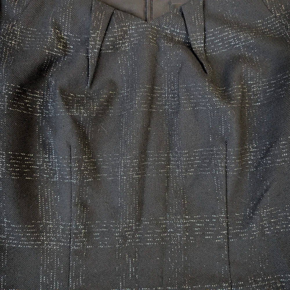 EUC Mossimo Stretch Sleeveless Black & Silver Midi Lined Dress Off Shoulder Sz 4 - Picture 6 of 11